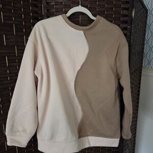 Two-Tone Beige and Cream Sweatshirt